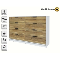 Kомод Тренд КТ-К157 (Белый платинум ЛДСП/ Дуб вотан ЛМДФ) Ш1565 В1020 Г451